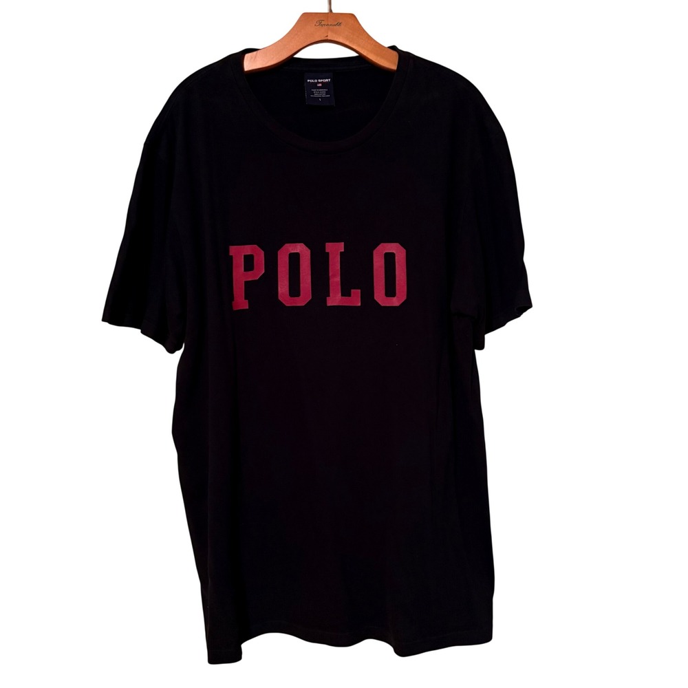 Vintage 90s Polo Sport Ralph Lauren Black T Shirt Mens Large‎ RED Graphic Logo